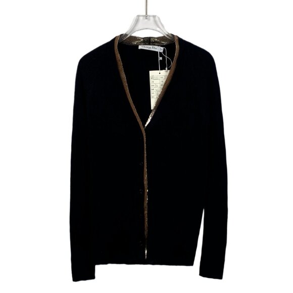 Dior Black Cashmere & Silk Cardigan With Bronze Trim - Picture 1 of 7